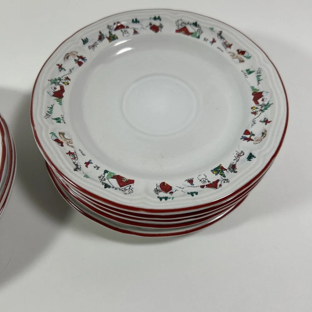 Farberware 1995 White Christmas Saucer Replacement Katherine Babanovsky‎ Design